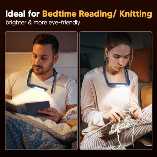Neck Book Light, 3 Color Stepless Dimming Reading Light for Bed - color: Dark Blue