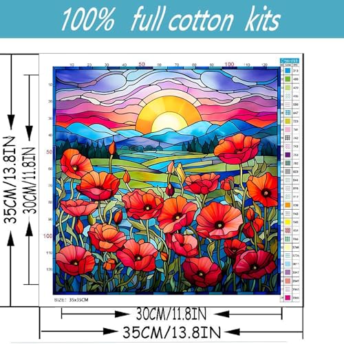 Flowers Stamped Cross Stitch Kits for Adults Beginner, Landscape Counted Cross Stitch Kits Printed Stitching Cute Patterns Dimensions Needlepoint Art Crafts Embroidery Kits for Adults - color: Cross Stitch-1222-4