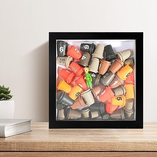 Muzilife 8x8 Small Shadow Box Wood Picture Frame with Stand, Glass, Black - color: 1pcs 8x8-black