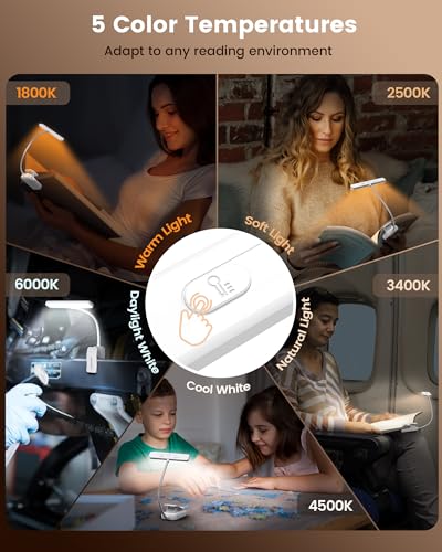 Glocusent 26 LED Reading Lights for Books in Bed, Ideal Gifts for Reader - color: White