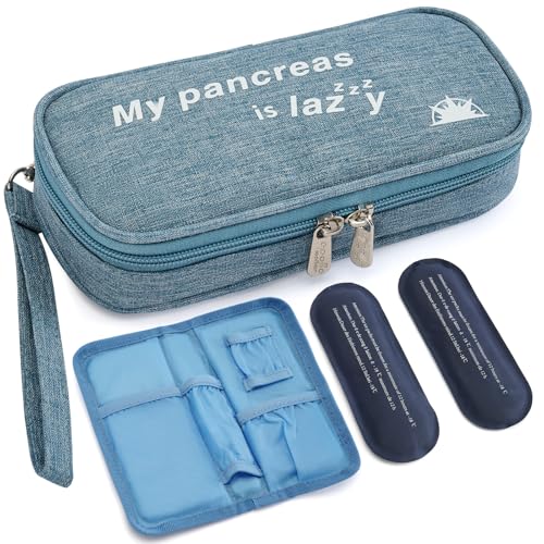 apollo walker Insulin Cooler Travel Case with Ice Packs and Insulation - color: Light Blue, size: Small