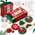 yuegool 6PCS Christmas Punch Needle Coasters Kit,Easy DIY Punch Needle Embroidery Kit for Beginners Adults Kids Including Patterns, Tools, Yarns, Hoop, Instruction, Coaster Holder Art Craft Supplies - color: Merry Stitchmas, size: 4-inch diameter