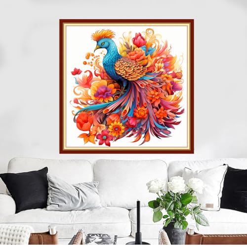 Funxvoot Stamped Cross Stitch Kits Beginners Full Range of Embroidery Kits for Adults 11CT Embroidery Patterns Needlepoint Kits Printed Cross Stitch Kits - (Colorful Phoenix 18x18 inchs) - color: Cross Stitch Kits 13
