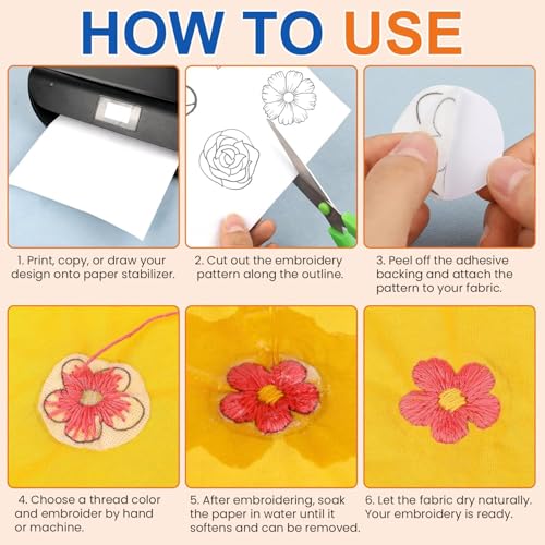 FURWEY Water Soluble Stabilizer for Embroidery,12PCS 8.5x11,Self Adhesive - size: 12P
