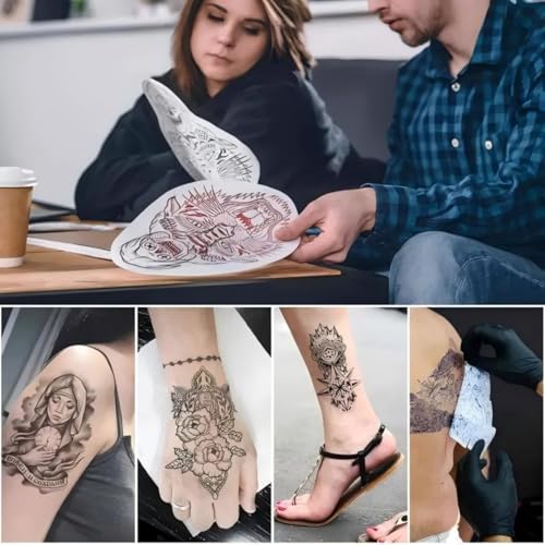 Tattoo Transfer Paper, Lyuxzad 50 Sheets Stencil Transfer Paper for Tattooing, A4 Size for Tattoo Transfer Kit Tattoo Supplies
