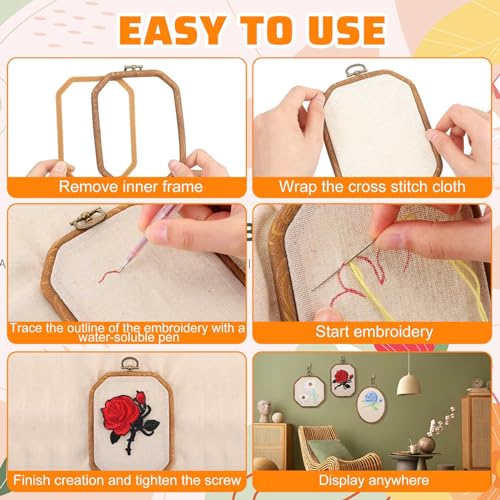 Hotop 138 Pcs Embroidery Kit 9 Hoop 100 Thread 5 Fabric 16 Needles