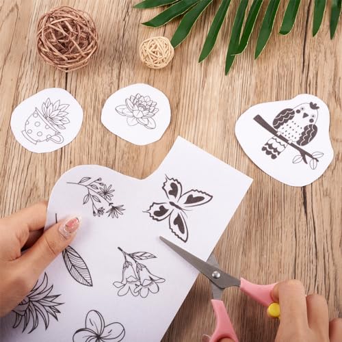 Magibeads 60 Patterns Leaf Flower Bird Insect Water Soluble Embroidery Patterns Plant Bonsai Butterfly Spring Stick and Stitch Transfer Embroidery Paper for Adult Beginners Hand Sewing Starter Kit - color: Flower & Leaf & Butterfly