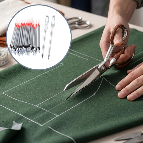 22 Pcs Leather Marking Pen Leather Pens for Fabric with 20 Refills 2 Pcs Silver Fabric Markers Pen Set Temporary Clothes Marking Pens for Sewing DIY Dressmaking Quilting Supplies Shoes Bag Making