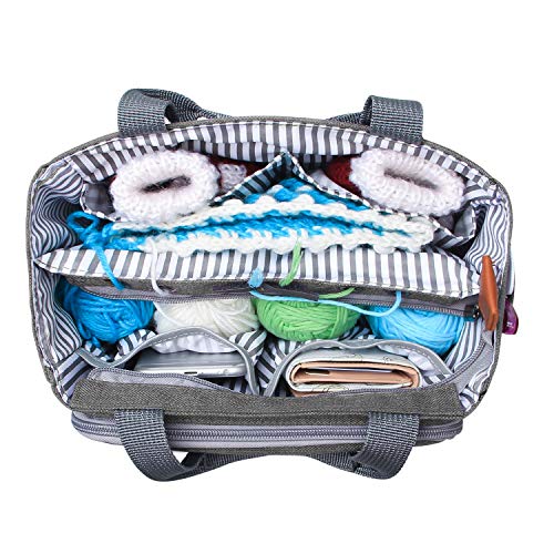 Luxja Crochet Yarn Storage Tote Bag, Gray - color: Gray