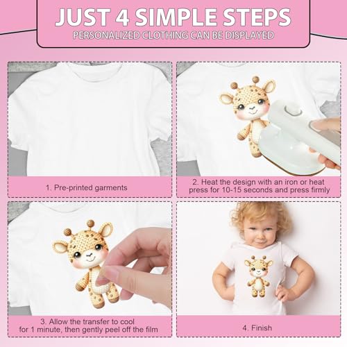 Rngmsi Dtf Transfers Ready to Press - 28 Pcs Baby Shower Iron on Transfers for Babysuit Bibs Baby, Cute Animals Iron on Stickers, Heat Transfer Vinyl Decals for DIY Fabric Clothes Decor - style: Baby Shower