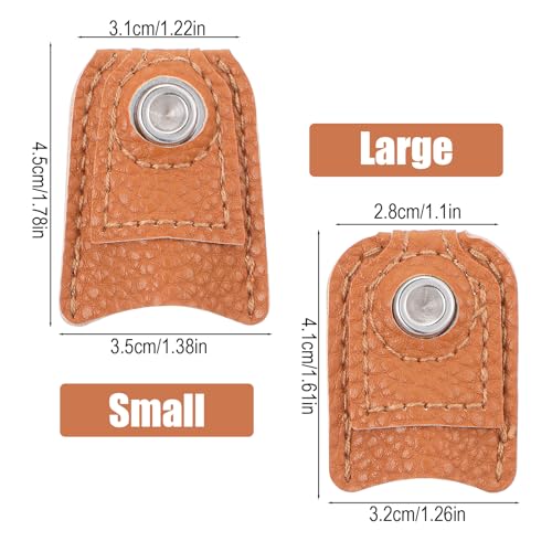 4Pcs Leather Thimbles for Hand Quilting Quilting Leather Finger Protector Coin Thimble Pads for Hand Sewing Embroidery Quiltings Knitting Pin Needles Craft DIY Tools(2 Sizes)