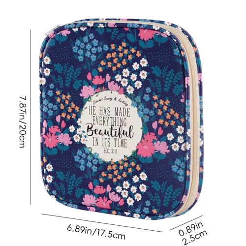 Crochet Hook Case,Portable Zipper Storage Organizer Bag for Crochet Hooks, Knitting Needles, Project & Sewing Supplies, Lightweight,Easy to Hold (No Accessories Included).Deep Blue Flowers - color: deep blue flowers