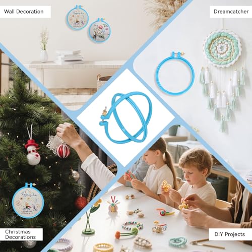 Embroidery Hoop Plastic, 5in Plastic Circle Cross Stitch Hoop Ring Circle Embroidery Ring Cross Stitch Supplies for Art Craft Sewing, Random Color