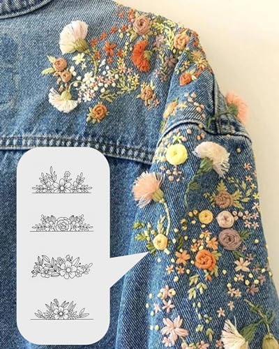 YUYUZSEN 44 Pcs Water Soluble Hand Sewing Stabilizers，Embroidery Stick and Stitch Embroidery Paper Wash Away，for Embroidery Stabilizers Flower Patterns，for Hand Sewing Lover Beginners（Plants Flowers) - color: Grass/Grass*1
