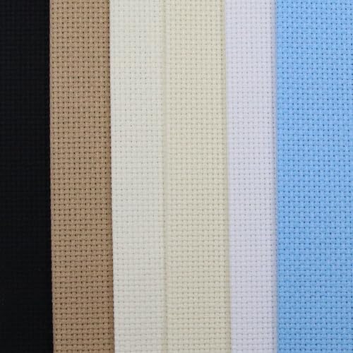 KCS 6 pc of 12" x 18" (30cmx45cm) 14 Count Cotton Aida Cloth Cross Stitch Fabric (14CT-A) - color: 14ct-a