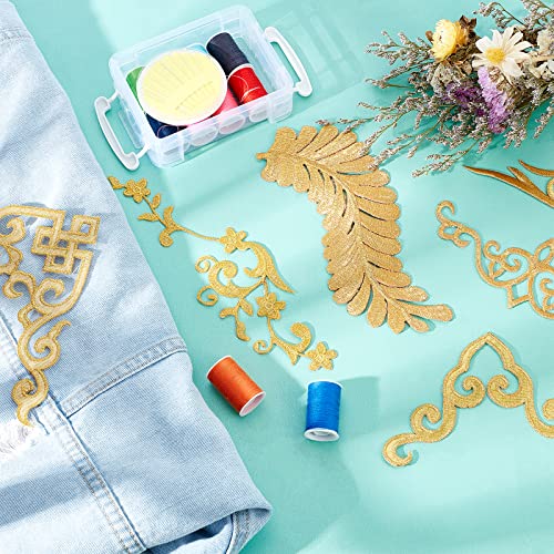NBEADS 12 Pcs Gold Flower Embroidery Patch, Embroidery Lace Flower Patches Iron on Patches Sew on Patches for Wedding Dress Decoration Repair Clothing Backpacks Jeans Caps - color: Gold 12pcs