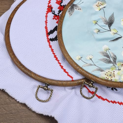 PATIKIL 6inch Embroidery Hoops, 15Pieces Imitated Wood Circle Frame Cross Stitch Hoop Ring for Embroidery Art Craft Sewing Ornaments Hanging Decoration - size: 6inch