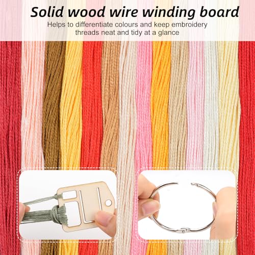 101pcs Wooden Embroidery Floss Drop,Embroidery Floss Organizer with Floss Ring Cross Stitch Bobbins for DIY Sewing Storage,Craft Supplies(Style C) - color: Square