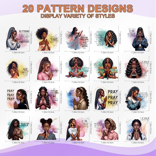 Wxiben 20 Pcs Black Girl Iron on Transfer Dtf Transfers Ready to Press - style: Pray Black Girl