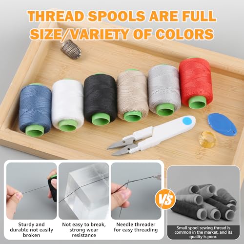 43PCS Sewing Kit for Adults – Needle and Thread Kit with Big Eye Needles, Threader & Strong Thread – for Hand Sewing, Repairs & Patching, Daily Use