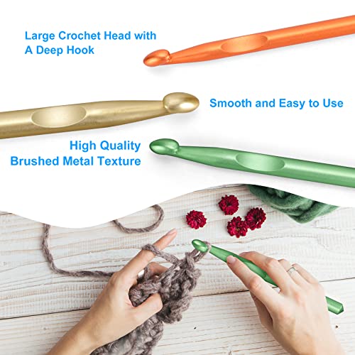 Vodiye 3 Sizes Large Crochet Hooks Set, 10-15 mm, Ergonomic Design - size: 3 Size(10.0-15.0mm)
