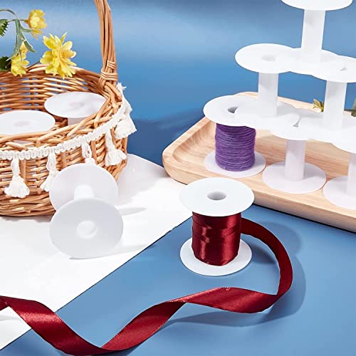 PH PandaHall 20pcs Empty Plastic Spools, 2 Inch Ribbon Spool White Wire Spools Thread String Bobbin Weaving Bobbins Craft Spools for Embroidery Thread, Yarn, Ribbon, Crafts and Sewing
