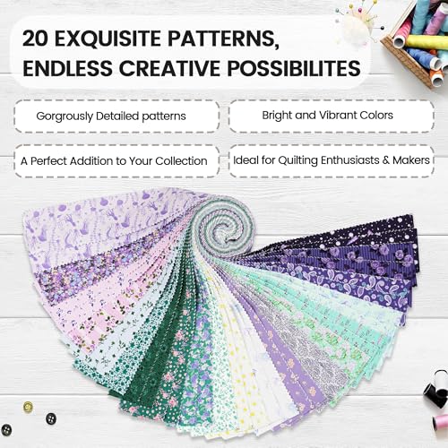 Craftido-20 Options-100% Cotton Jelly Roll Fabric Precut Strips for Quilting, Crafting, and Sewing, 40 Strips 2.5" x 44" Assorted Bundles for Rug, Quilt Project, DIY Craft and Home Decor-Happy Mermaid - color: Happy Mermaid