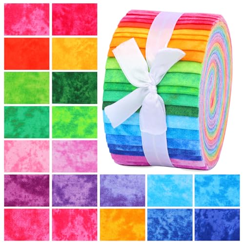 ZMAAGG Jelly Roll Fabric, 25 PCS Bright Color Jelly Roll, Quilting Fabric - color: Bright