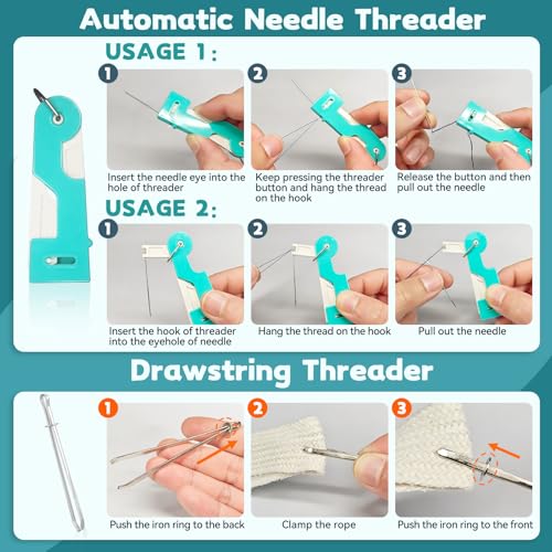 Lechchy 36 Pcs Sewing Tool, 2 Big+ 2 Small Seam Rippers, 20 Needle Threaders, 1 Small Sewing Scissors, 1 Thread Snips, 2 Drawstring Threaders, 1 Soft Tape Measure, 1 Awl Tool, 1 Thimble, and 5 Needles - color: Style 2