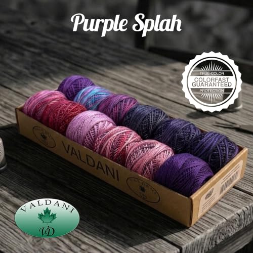 Valdani Pearl Cotton Sz 12 | Accents 3 - Purple Splash | 12 Balls 109 Yds - color: Accents 3 - Purple Splash S12, size: 12