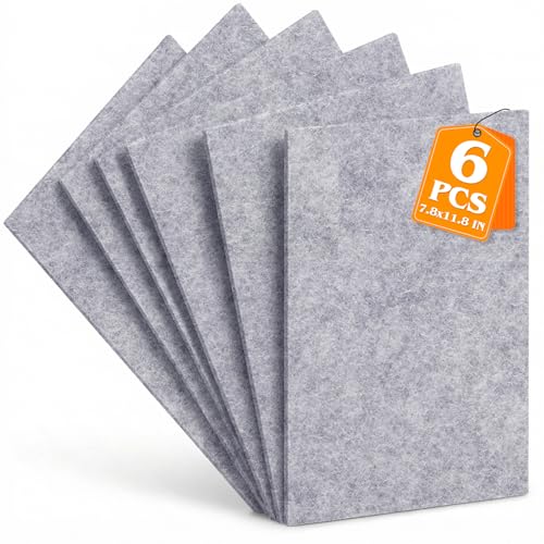 Heather Grey Stiff Felt Sheets 2mm Thick for Crafts, 7.8" x 11.8" (6-Pack) - color: Heather Grey