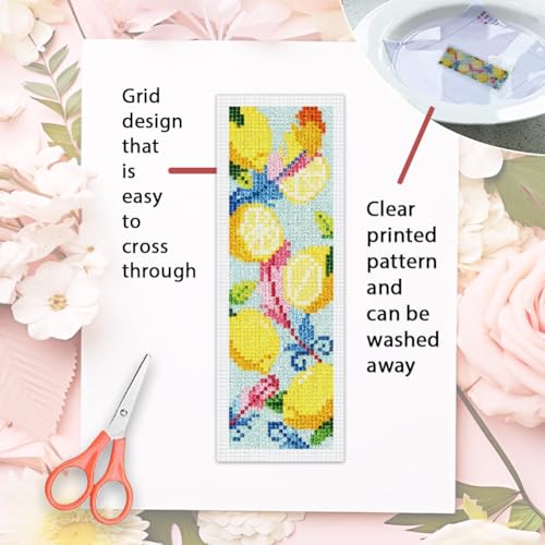 ORIGACH 6 Pack Lemon & Feather Cross Stitch Kit - style: Fresh Lemon & Feather