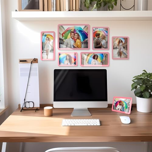Bluesun 4×6 Pink Picture Frame, Vertical & Horizontal Wall & Tabletop - color: Pink, size: 4x6 （1 Pcs）