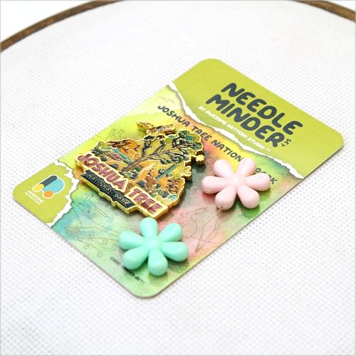Awesome Pattern Studio Needle Minder Set - Joshua Tree Magnetic Needle Minder + 2 Needle Threaders. Enamel Pin for Cross Stitch, Embroidery and Craft - size: Joshua Tree Modern Design - SET #1