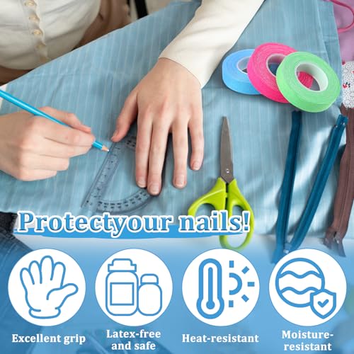 3 Rolls Thimble Tape for Hand Sewing, Self-Adhesive Cotton Finger Protector, Breathable Finger Tape Adjustable Knitting Bandage for Quilting, Embroidery DIY Crafts (Blue, Green, Purple Red) - color: Blue, Green, Purple Red