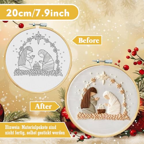 Nativity Scene Embroidery Kit, Christmas Cross Stitch Kits for Beginners - color: Birth Manger