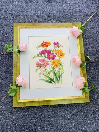 RIOLIS 1821 Fragrant Freesia Counted Cross Stitch Kit 9.75 x 13 in