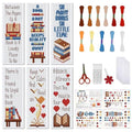 FREEBLOSS 6 Set Cross Stitch Bookmark Kit Books Pattern 6 * 20CM - style: Books Text