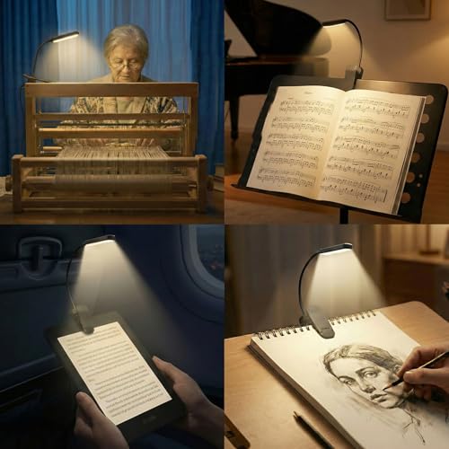 Rechargeable 20 LED Book Light for Reading in Bed | Energy Saving with Extended 60Hrs Runtime, 15-Level Stepless Dimming, Flexible Lightweight Clip on Light for Studying, Travel, Black - color: M2-Clip Light-Black