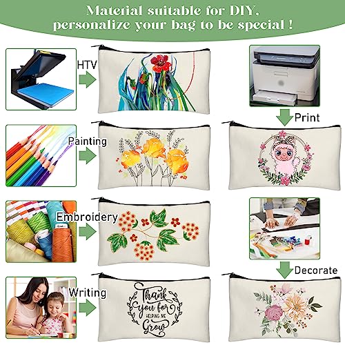 Legigo Blank Canvas Bags Zipper Pouch Makeup Bags Pencil Pouch Bulk - color: Beige