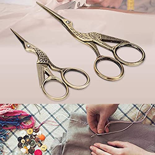 2PCS Vintage Stork Shape Sewing Scissors Stainless Steel Scissors - color: Brown
