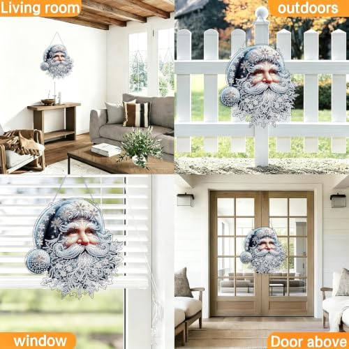 Santa Claus Diamond Art Hanging Kit for Adults, DIY Diamonds Painting Door Hanger Board Kit, Special Acrylic Diamond Art Painting Pendant Ornament - color: Santa Claus