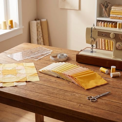 Cream Beige Solid Cotton Quilting Fabric Charm Pack 5" Precut Quilt Squares, 42 PCS 7 Shades (6 Each), Neutral Tone Medium Weight Fabric for Quilting Sewing - color: Iceam, size: 5 inch x 5 inch
