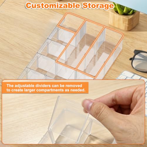 4 Pack 15 Grids Clear Organizer Box with Dividers, 10.4 x 7.1 x 2.2 in - color: 4 Pack, size: 15 Grids(10.4 x 7.1 x 2.2 inch)