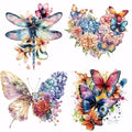 SUPERDANT 4PCS Butterfly Flowers Iron on Transfer Paper Dragonfly Florid Heat Transfer Sticker Washable Iron on Decals for T Shirts DTF Transfers Ready to Press for Clothing Hoodie Jackets DIY Gift - style: Butterfly Flowers
