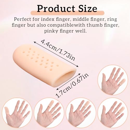 16 Pcs Gel Finger Cots with Air Holes Silicone Finger Protectors Breathable Covers Protection Anti Nail Biting Gloves for Fingers Tips Toe Sleeves Protection for Wound Fingers Cracking (Nude) - color: Skin-Coloured