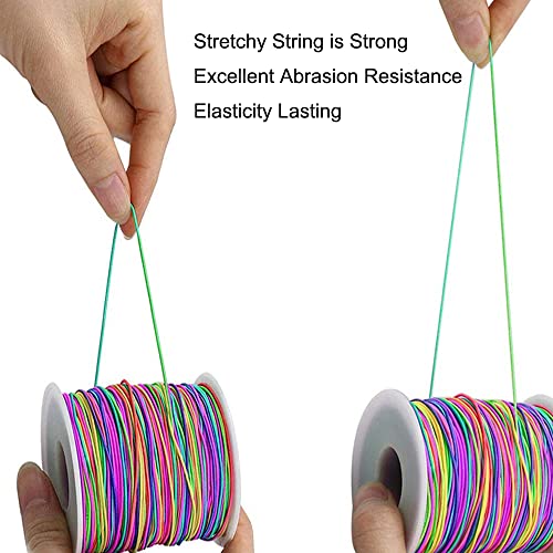 LUSTEMBER 1mm Bracelet String Elastic String, 330 Feet Sturdy Durable Rainbow Elastic Cord for Bracelets, Jewelry Making, Necklaces, Beading and Crafts - size: 330 Feet