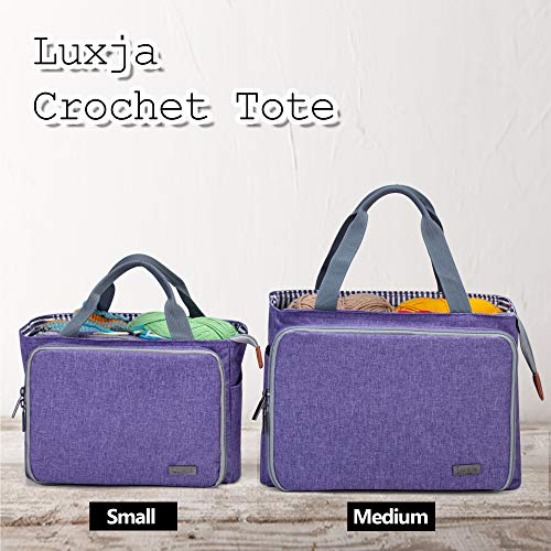 Luxja Crochet Yarn Storage Tote Bag, Purple - color: Purple