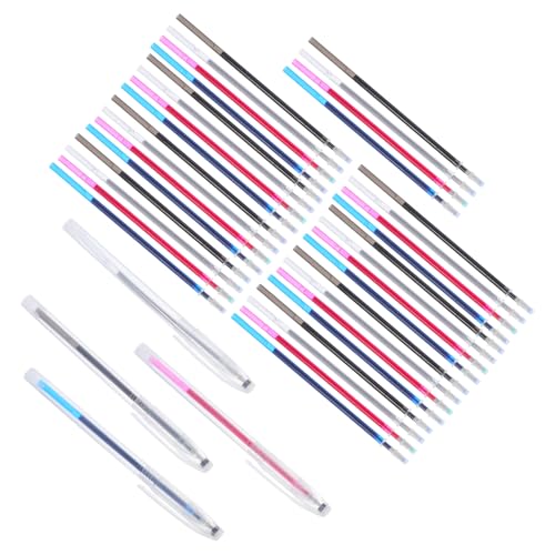 jojofuny Water Soluble Pen Set 4 Marking Pens with 40 Refills in Blue Rosy Black and Silver Water Erasable Fabric Marker for Cross Stitch Embroidery Sewing Quilting DIY Crafts