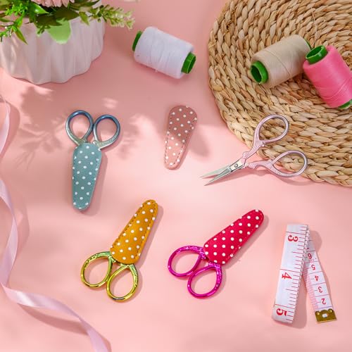 Honoson 4 Pcs Small Embroidery Scissors, 3.6", Simple, Classic Colors - color: Classic Colors